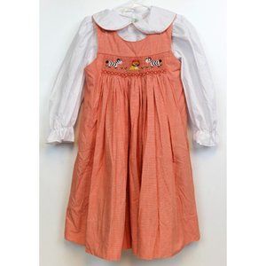 Amanda Remembered Girls Sz 4 Gingham Smocked Dress White Shirt Zebra Lion Zoo